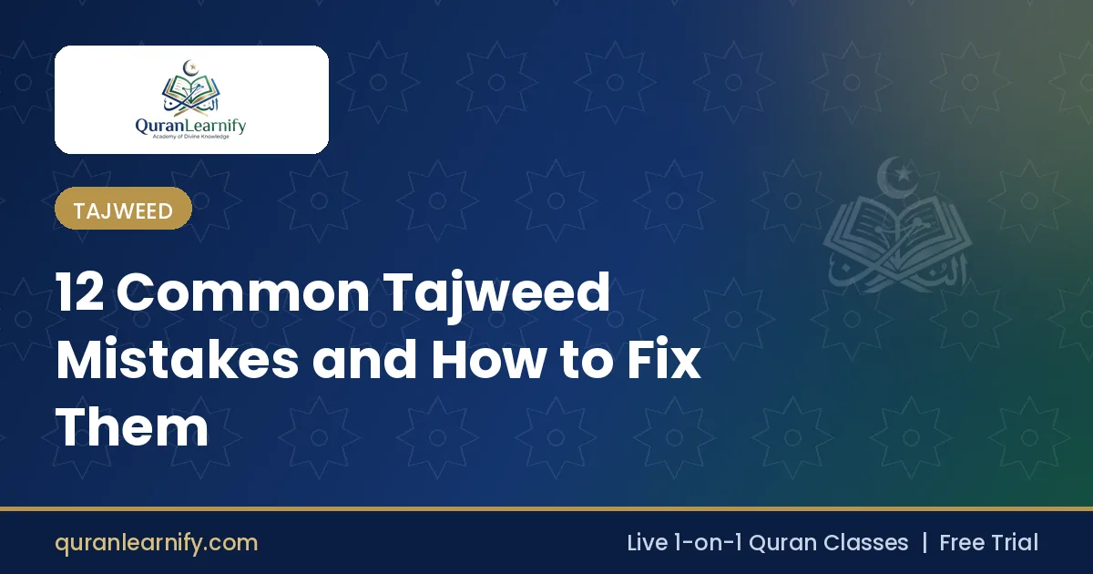 Student practicing Quran recitation and correcting common tajweed mistakes