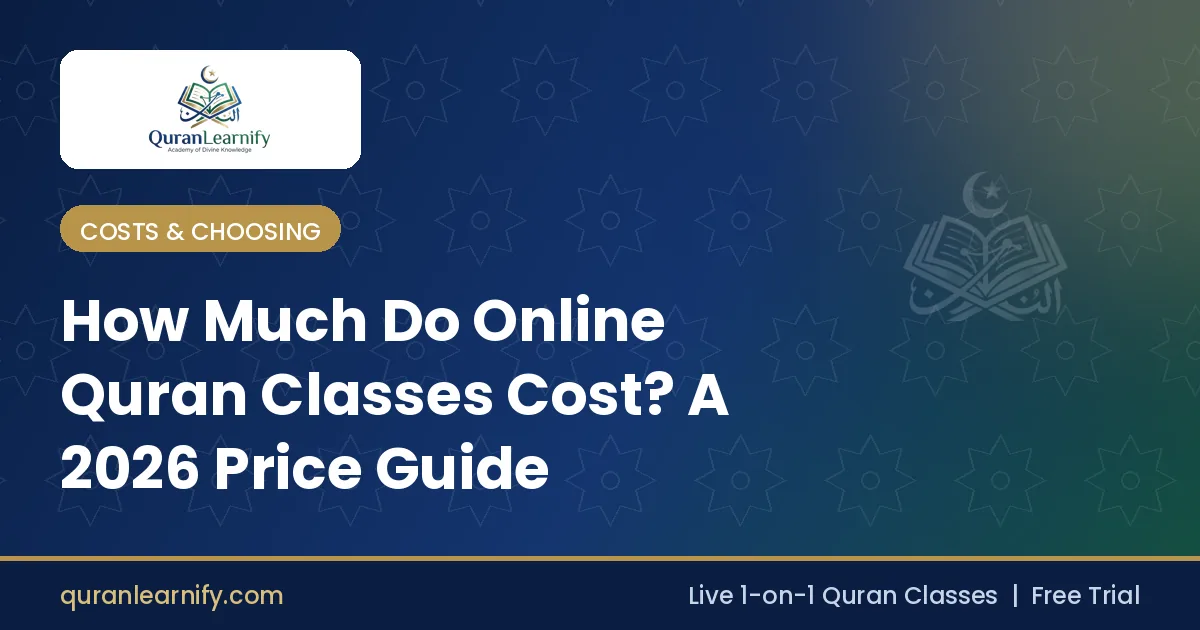 Price guide for online Quran classes showing plans and costs