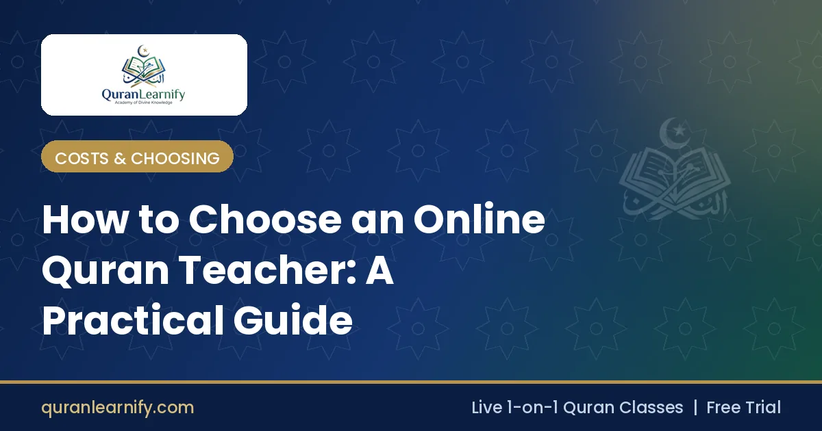 Parent and child choosing an online Quran teacher during a video trial class